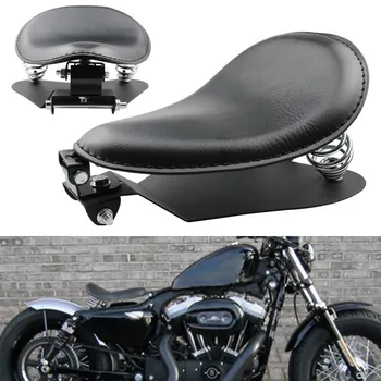 1 SET motociklų retro odos solo sėdynė +3