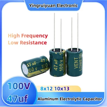 10 vnt 100V47Uf aliuminio elektrolitiniai kondensatoriai aukštos kokybės 100V aliuminio elektrolitiniai kondensatoriai 47UF8x12 10x13 maitinimo adapteris