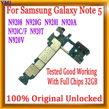 100% originalus atrakintas 32 GB Samsung Galaxy Note 5 N9208 N920V N920A pagrindinė plokštė gerai išbandyta su pilnais lustais Pagrindinė plokštė