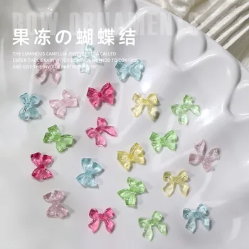 100vnt Jelly Ribbon Lankai Nagų dailės žavesys 3D spalvingos skaidrios saldainių spalvos vasaros nagų dekoracijos 
