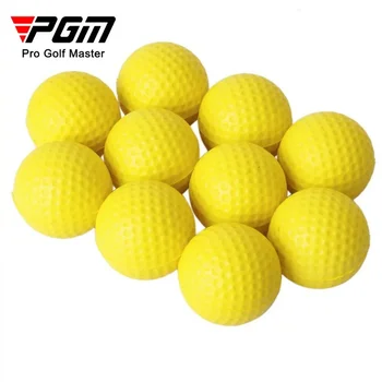 10vnt PGM geltoni golfo kamuoliukai Lengvi vidaus ar lauko treniruotės Golfo sportinė kempinė Elastinga PU putų minkšti kamuoliukai Q008