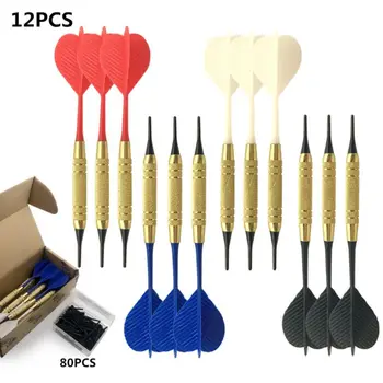 12pcs/set Soft Tip Darts PC Shaft with 80 for Extra Tips for Electronic Plastic