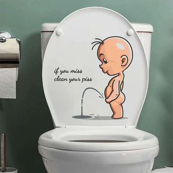 1pc Funny Spoof Cartoon Kids English Decorative Personality Toilet Cover Lipdukai Darželio dekoratyviniai sienų lipdukai