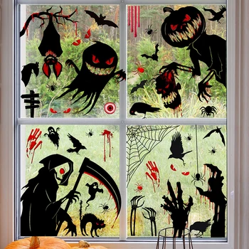 1Pc Helovinas Vaiduoklis ranka Spausdinti Šešėlio lango lipdukas Šikšnosparnis Voratinklis Helloween vakarėlio dekoras Elektrostatinis lipdukas Decals