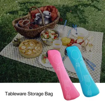 1PC kelioninių stalo įrankių krepšys Patvarus lengvas nešiojamas iškylų šakutės šaukštas laikymo krepšys virtuvės aksesuarai Indai Ekologiškas laikymo įrankis