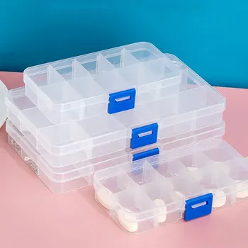 1vnt Skaidrus 15 tinklelis reguliuojamos plastikinės papuošalų dėžutės Plastikinių amatų organizatorius Saugojimo karoliukų dėžutės Pakuotės Vaistų dėžutė
