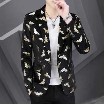 2023Men's coat top single item goldding process fashion and handsome Korean version of the trend vyriškas laisvalaikio kostiumas