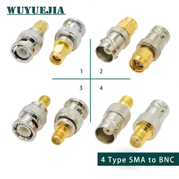2Pcs/lot SMA į BNC moterišką vyrišką tiesią jungtį RPSMA į BNC greito kištuko adapterį 