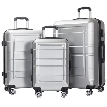 3 vienetų lagamino bagažo komplektas - sidabrinis