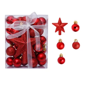 30vnt/set Kalėdiniai baubliai Pakabinami eglutės kabantys ornamentai Žvaigždžių topperis Noelis Navidadas Dekoracija namams Naujųjų metų dovana