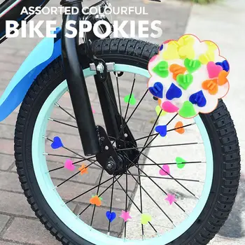 36vnt Dviračio spalvotas karoliukas Dviratis Kalnų dviratis Plieninė viela Stipinai Plastikiniai apvalūs ilgos spalvos karoliukai su šviečiančia ratlankio apdaila