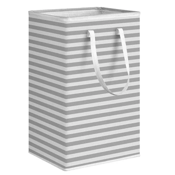 3X 75L didelis skalbinių krepšys sulankstomas drabužių laikymo krepšys juostelės žaislai Laikymo krepšys su prailginta rankena -Pilka