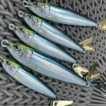 40G60G80G Metal Jig Shore Jigging Trolling Saltwater 3D Fishing Lure Hard Bait Bass Spoon Bait Trout Lures For Tuna Mahi Marlin