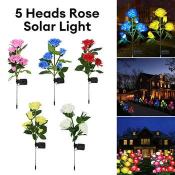 5 Galvos LED saulės modeliavimas Rožių gėlių saulės LED lemputė Sodas Kiemas Veja Naktinė lempa Peizažas Namų dekoravimas Gėlių šviesa