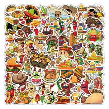 56PCS Maisto festivalio lipdukai Kawaii animacinis filmas Maistas Pipirai Taco lipdukai Kanceliarinės prekės Mobiliojo telefono lipdukai