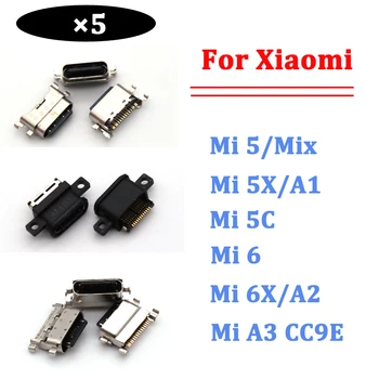 5PCS USB įkrovimo prievado lizdas Xiaomi Mi A1 A2 A3 5X 6X 5S Plus 5C 5 6 Mix maitinimo įkroviklio lizdo jungties atsarginės dalys
