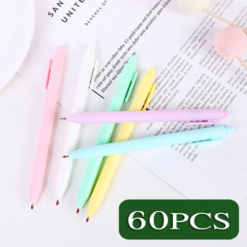 60Pcs Macaron spalvų stūmimo tipas Rollerball rašiklis kūrybinis saldainių spalvos studento rašiklis mokymasis biuro kanceliarinės prekės parašo rašiklis