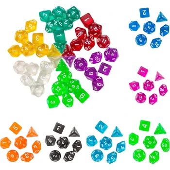 7pcs/set Crystal Clear Color D4/6/8/10/12/20 Polyhedral Digital Dice Set for DND TRPG Party Entertainment Table Card Game