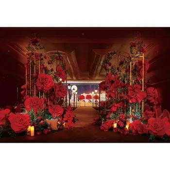 7x5FT Raudonosios rožės gėlių parduotuvė Floristas Graži žydėjimo parduotuvė Meilė Valentino diena Individualus nuotraukų fonas Fonas Vinilas 220cm x 150cm