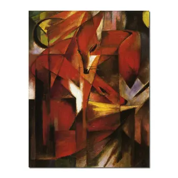 Abstract Animal Canvas Art Wall Picture The Fox Franz Marc Painting Handmade Modern Artwork Living Room Decor Top Quality