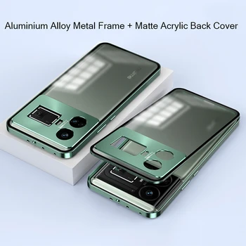 Aliuminio lydinio metalo rėmas, skirtas OPPO Realme GT 5 GT5 dėklui Matinis akrilo galinis dangtelis Metalinis buferio fotoaparato objektyvo apsauga Funda