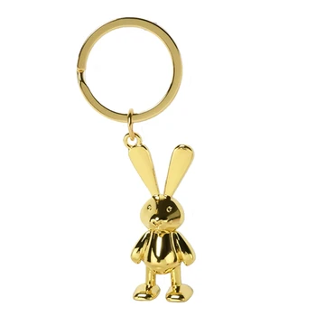 Animal Bunny Key Chain Bag Ornament Rabbit Keychain Metal Texture 3D Pasidaryk pats metalinis pakabuko raktų pakabukas Naujųjų metų dovana