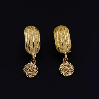 Aukso spalvos Afrikos monetų auskarai moterims Mergaitė Mažos Dubajaus monetos Auskarai Arabų papuošalai