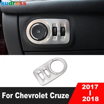 Chevrolet Cruze 2017 2018 m. nerūdijančio plieno automobilio galvos šviesos lempos perjungimo mygtuko skydelio dangtelio apdaila Vidaus liejimo priedai