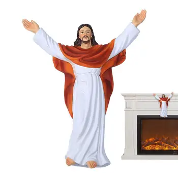 Dekoratyvinė derva Jėzaus Kristaus statula Prisikėlimo figūrėlė Automatinis dekoravimas Krikščionių šventinė statula Šventinė dovana