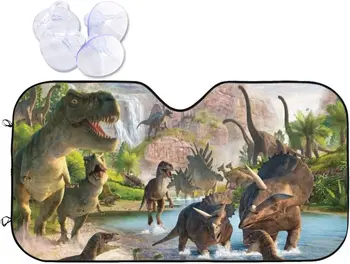 Dinozaurų gyvūnų sąjungos automobilio priekinio stiklo saulės atspalvis - blokuoja UV spindulių skydelio apsaugą, apsaugą nuo saulės, kad jūsų transporto priemonė būtų vėsi