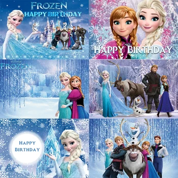 Disney Elsa Anna Frozen Photo Fonas Merginos Su gimtadieniu Vakarėlis Princesės nuotrauka Fonas Reklamjuostė Dekoravimo studijos rekvizitas