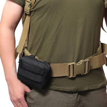 Double Layer Military EDC Pack Men Tactical Molle Waist Belt Oxford Hip Pouch Fanny Pack Camping Hunting Accessories Utility Bag