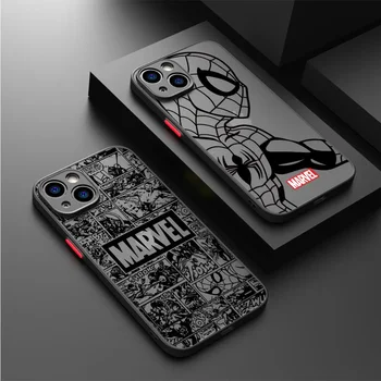 dėklas, skirtas Apple iPhone 12 Mini 8 Plus 15 Pro 13 7 6S XS X XR SE 11 Pro 14 Pro Max dangtelis Kietas kompiuteris Prabangus Marvel Spiderman Ironman