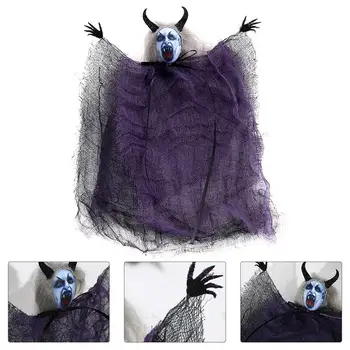 Helovinas Skraidantis vaiduoklis Nešiojamos plačios progos Tinkamas pakabuko ornamentas su siaubo ragais Dekoracijos sodo karnavalui