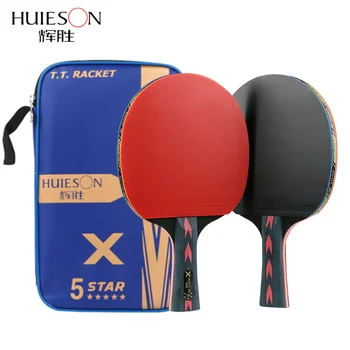 Huieson 2Pcs Atnaujintas 5 žvaigždučių anglies stalo teniso raketės rinkinys Lengvas galingas stalo teniso irklenčių šikšnosparnis su geru valdymu