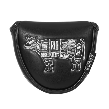 Juodas PU odinis magnetinis užsegimas BBQ dizainas Golf Mallet Putter Headcover dangteliai