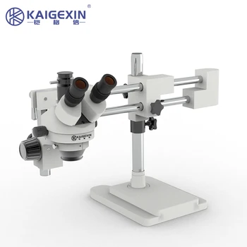 Kaigexin 10HW 7X-45X ilgos rankos mikroskopas Simul-Focal Stereo Zoom mikroskopas ant dvigubos rankos strėlės stovo