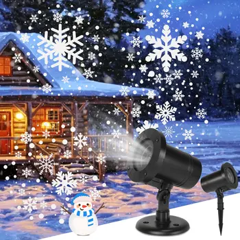 kalėdiniai sniego projektoriaus žibintai IP65 vandeniui atspari lauko snaigė LED projektorius besisukantis baltas sniegas krenta projekcinė lempa Xmas