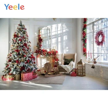 Kalėdinis dekoras Eglutės lango kėdė Kiliminė danga Medinė lentyna Grindys Fonas Fotografija Individualus fotografinis fonas fotostudijai