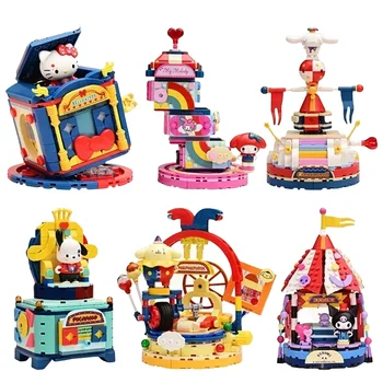 Keeppley Sanrio statybiniai blokai Magiškas cirkas Anime figūrų dekoravimo dėlionė Žaislų modelių surinkimas Gimtadienio dovana berniukui ir mergaitei