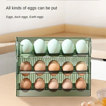 Kiaušinių laikymo dėžutė, buitinio šaldytuvo šoninių durų išdėstymas, daugiasluoksnė apverčiama virtuvė, skaidri ir šviežia kiaušinių dėžutė