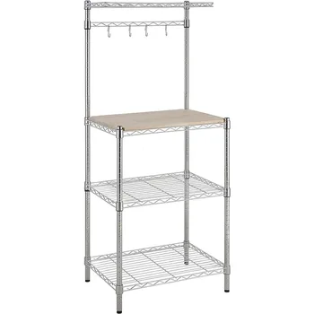 Kitchen Storage Baker's Shelf su nuimamu viršumi, Chrome/Beige, 18