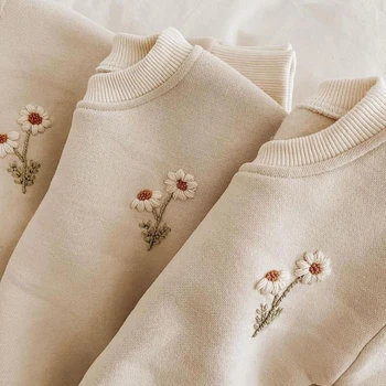 Korėja Žiemos mergaičių drabužių komplektas Gėlių vilnos megztinis+Kelnių komplektas Merginos Šiltas sportinis kostiumas Mažylio mergaičių drabužių apranga
