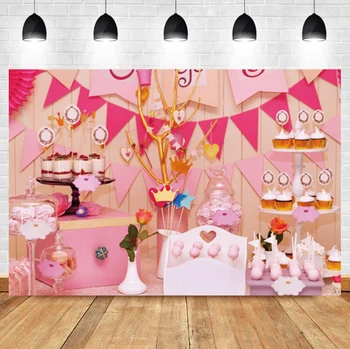 Laeacco rožinio torto dovana Kūdikių mergaičių gimtadienio vakarėlis Individualizuota fotografija Fonas Fotografinis nuotraukų fonas Foto studijai