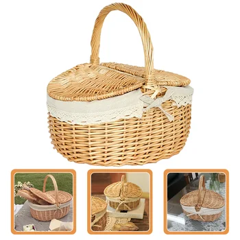 Laikymo krepšys Pinti krepšys Kiaušinių rinkimas Piknikas Vaisių duona Pusryčių krepšelis su dangčiu Nešiojama lauko kempingo saugykla