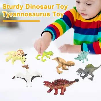 Lavinamasis dinozaurų žaislinis realistiškas mini dinozaurų žaislinis rinkinys Tyrannosaurus Triceratops Pterosaur ornamento modelio rinkinys vaikų dovanoms
