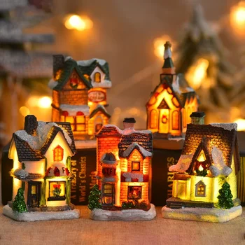LED mini sniego namo naktinė lempa Kalėdų pasakų stalo papuošalai Naujųjų metų vakarėlis Namų miegamojo dekoravimas Vestuvių girlianda Navidad