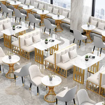 Lengvas prabangus modernus individualus restoranas Viešbutis Apartamentai Vila kavinė Valgomojo baldų komplektai marmuriniai stalai Laisvalaikio kėdžių komplektas