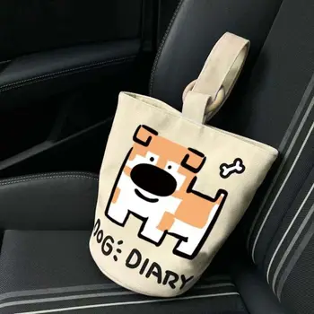Letter Canvas Dog Bucket Bag Large Capacity Mommy Bag Koki Print Handbag Top Handle Shopping Bag Cartoon Tote Bag Female/Girls