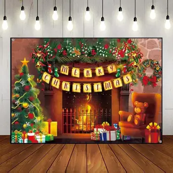 Linksmų Kalėdų Kalėdų Senelio tapetų nuotrauka Fonas Plakato dekoravimas Pasirinktinis gimtadienis Fonas Rogės Kūdikis Dušo žibintai Židinys
